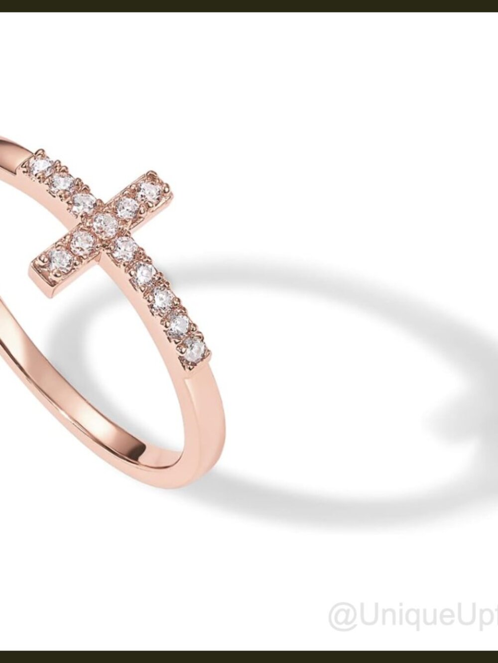 14K Gold Plated Cross Ring Cubic Zirconia Stackable Gift for Her